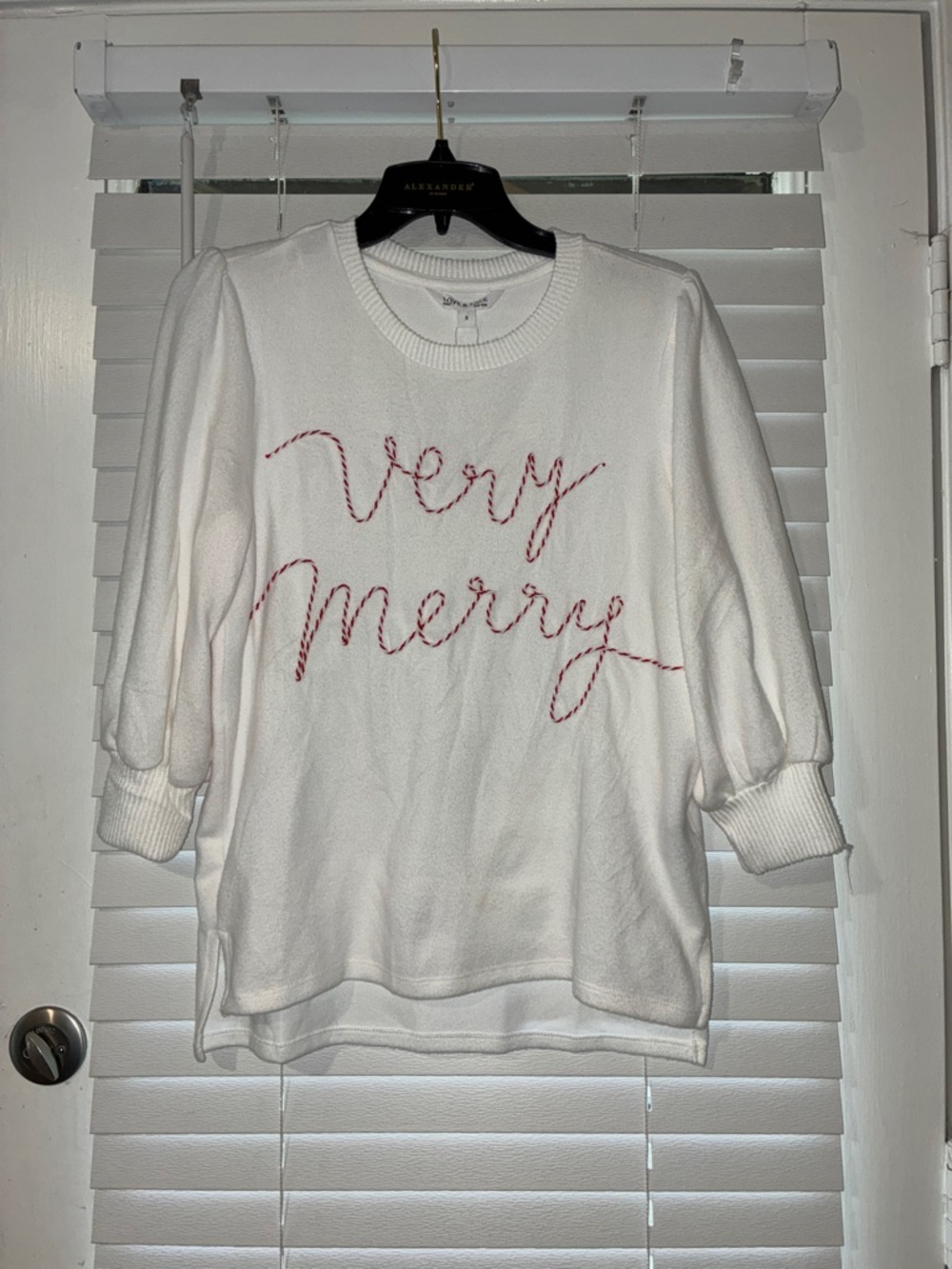 Holiday 'Very Merry' Long Sleeve Top- White